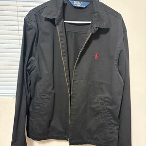 Ralph Lauren Black Bomber Jacket with Red Pony